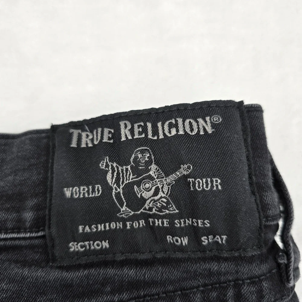 True Religion Rocco Mens 38 Relaxed Skinny Jeans Black Faded Flap Pocket AE141